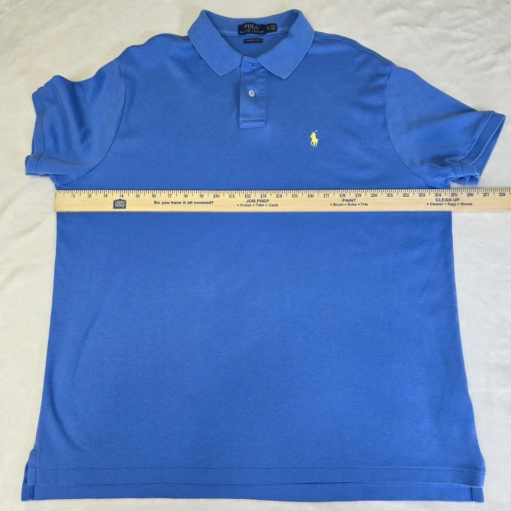 Polo Ralph Lauren Polo Shirt Mens XL Blue Custom Slim Fit Cotton Pony‎ Logo Golf